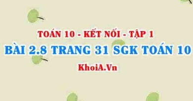 Bài 2.8 trang 31 SGK Toán 10 tập 1 Kết nối tri thức